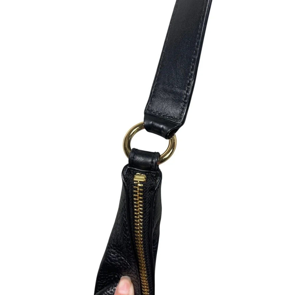 Michael‎ Kors Black Pebbled Leather Hobo Shoulder Bag Gold Hardware